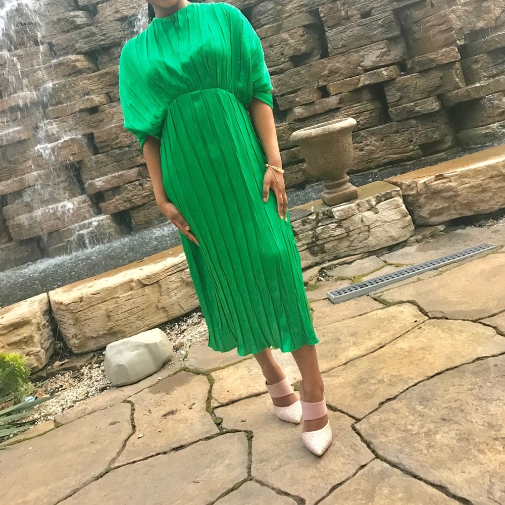 Emerald Green pleated dress